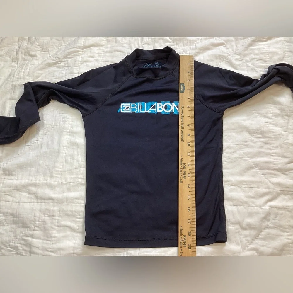 Kids Billabong UPF 50+ Long Sleeve Rashguard Swim Shirt Black 12